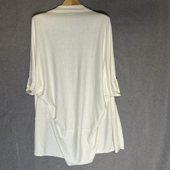Open Relaxed Cardigan Layer Long Angora Sweater Michael Kors Cream Womens L / XL - Picture 2 of 5